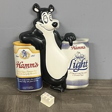 1- VTG New Hamm’s Beer Bear 2- Can Sign Vacuform Plastic 3-D Advertising Rare picture