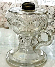 Lamp Kerosene Oil Eyewinker Antique Clear Pattern Glass Early Americana picture