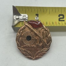 Vintage East German Marksmen Shooting Pin Bullseye Copper Tone picture