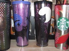 Starbucks Tumblers Neon Pink 2019 Halloween Glow In The Dark Platinum Lot Of 6 picture