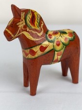 Vintage Swedish Dala Horse Wooden Hand Painted Folk Art Figurine 4