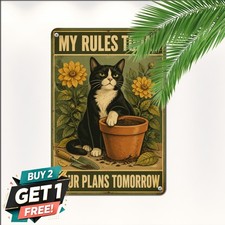 vintage cat metal wall art sign what want picture