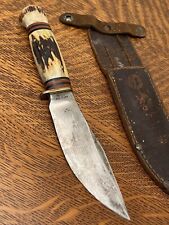 VTG 1915 Marbles Gladstone WOODCRAFT Knife 4 1/2' Upswept Blade W/ Sheath BEAUT picture