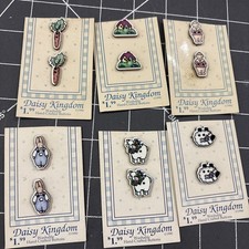 6 Sets Of 2 Vtg 1990 Daisy Kingdom New On Card Buttons picture