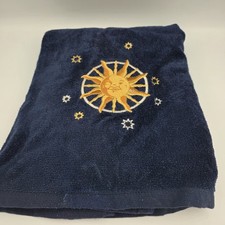 Vtg 90s Celestial Bath Towel Y2K Sun Stars Blue Saturday Knight Whimsical Magic picture