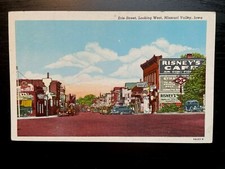 Vintage Postcard 1945 Erie Street Stores and Old Cars Missouri Valley Iowa (IA) picture