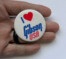 1980s I HEART GIBSON Guitars Advertising Pin Back - Scarce picture
