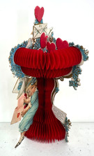 Antique Victorian Die-Cut Honeycomb Stand Up Valentine Card Roses Sweet Germany picture