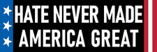 Hate Never Made America Great Sticker Large 3x9 Anti MAGA Pro Democrat Sticker picture