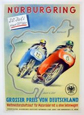 Grand Prix Germany 1958 motorcycle; ORIGINAL large poster & linen mounted picture