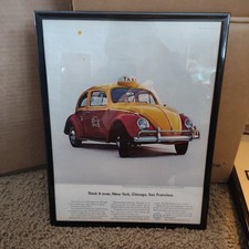 Framed 1965 Volkswagen Of America Original Print Ad 11x14 Central Mich Univ Taxi picture