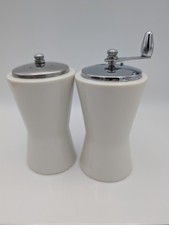 Vintage Syracuse China Olde Thompson Salt Shaker Pepper Mill Grinder Set MCM picture