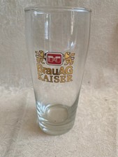 Vintage BrauAG Kaiser Bier Beer Glass Gold Rim Austrian Pilsner Breweriana picture