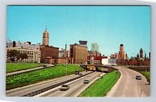 Minneapolis MN-Minnesota, View of Skyline and Freeway, Vintage Postcard picture