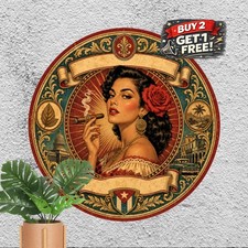 Classic Havana Cigar Label Emblem Tin Sign Round Cuban Smoke Metal Plaque picture