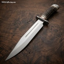 Handmade Stainless Steel Hunting Bowie Knife – Stag Horn Handle with Sheath picture