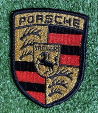 Porsche Stuttgart Patch Embroidered Iron On Sew On Gold Red Black Horse VTG NOS picture