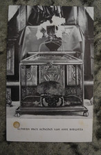 ANTIQUE DUTCH ST. BRIDGET TOUCHED CLOTH DEVOTIONAL RELIC PRAY HOLY CARD (2) picture