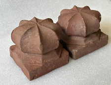 19c OLD ANCIENT HAND CARVED STONE FINIAL MINAR.TAMPLE .BOOK/DOOR STOP 2 PIECES picture