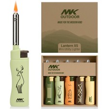 MK 5PC Windproof Lighters Refillable Butane Candle BBQ Camping Assorted picture