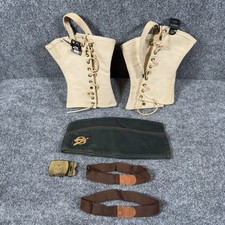 Vintage 30s-60s Boy Scouts BSA Lot Garrison Cap Belt Buckle Leggings Garters EUC picture