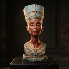 Ancient Egyptian Queen Nefertiti Bust Rare Royal Pharaoh Statue BC picture