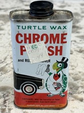 Vintage 1963 Turtle Wax Chrome Polish Can 8oz Some Hardened Contents picture