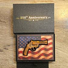 250th Anniversary USA Revolver Pistol Design Pin in Gift Box picture