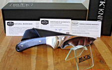 NIB BUCK KNIFE 113 CKS SKINNER MP 420HC BLADE BLACK PALM WOOD HANDLE + SHEATH picture