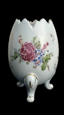 Napco 6″ Vintage Cracked Egg Planter Hand-Painted Roses, Gold Trim, Label Intact picture