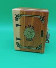 Vintage  Yellowstone National Park Safe Bank  Cedar with Pad Lock and Key picture