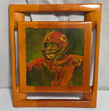 1970s Vintage Wood Wall Plaque KC Chiefs Football Player Signed Len Dawson picture