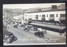 REAL PHOTO MISSOULA MONTANA DOWNTOWN STREET SCENE OLD CARS POSTCARD COPY picture