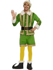 Higen Elf Costume for Men, Deluxe 6 Pcs Christmas Green 3X-Large, picture