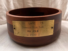 VINTAGE 1974 LOS ANGELES YACHT CLUB (LAYC) WOODEN TROPHY WON BY YACHT MA JOLIE picture