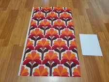 Awesome RARE Vintage Mid Century retro 70s Org Pnk Red Tall Blossoms fabric WOW picture