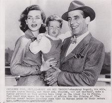 1951 Press Photo Humphrey Bogart, Lauren Bacall and Son on S.S. Ile de France picture