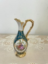 Veritable Porcelaine d'Art Limoges Blue Pitcher/Urn Fragonard Courting Couple picture