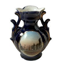 MAIN ST SOMERVILLE NJ NEW JERSEY Souvenir Porcelain Trinket ANTIQUE COBALT picture