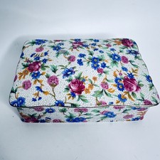 Vintage Royal Winton Old Cottage Chintz Lidded Trinket Box England 1930s picture