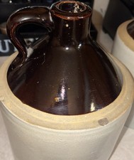 Antique Vintage 2 Tone Crock Stoneware Ceramic Moonshine Whiskey Jug Historical picture