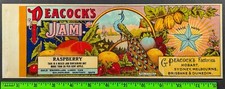 Vintage 1900's Peacock's Rasberry Jam Food Label picture