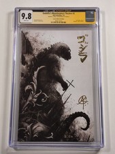 Godzilla's Monsterpiece Theater #3 CGC JSA 9.8 Signed Currey Gilded Foil Edition picture