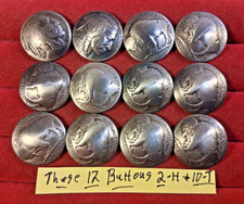 12 Genuine US Buffalo Indian Head Nickel Domed Shank Coin Buttons 3/4