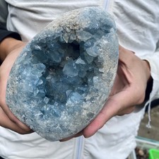 4.1lb Natural Blue Celestite Crystal Geode Quartz Cluster Mineral Specimen picture