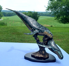 SPI Large Vintage Bronze Whale Sculpture 14