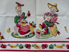 Vintage 1940's Broderie Tablecloth-Vegetables-Garden-Farmers-UNUSED picture