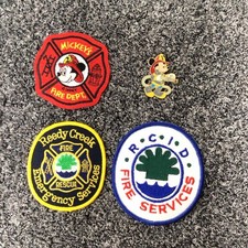 3 FL Fire/Rescue Patches,Mickey's Fire Dept 2006 Pin,RCID Reedy Creek 1990 Rare picture