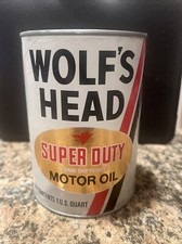 Vintage Wolf's Head Super Duty Motor Oil Can (Full) One Quart SAE 10W-40. NOS picture
