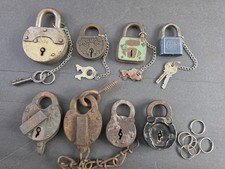 Antique/Vintage Assorted Padlock Lot w/ Keys, Chains & Key Rings picture